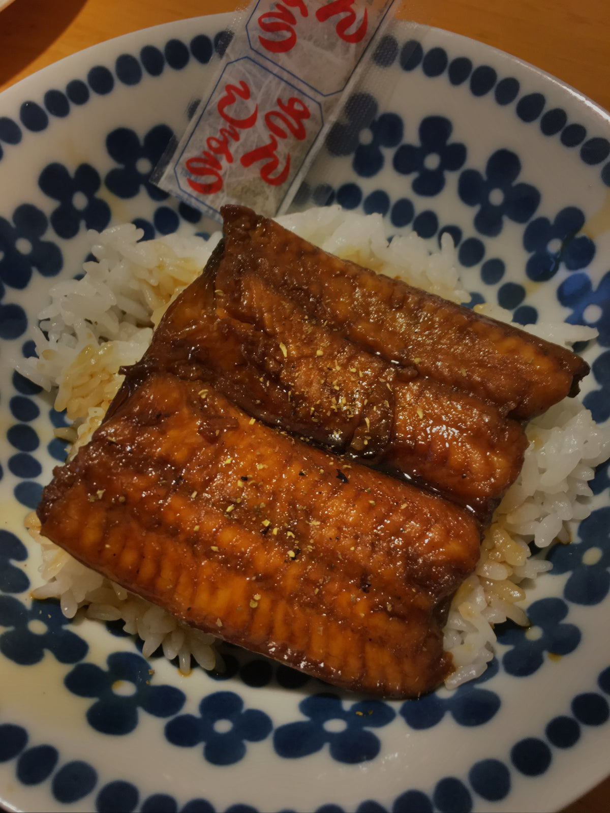 Homemade unadon, grilled eel over rice served with pepper seasoning, a classic use for Spice Czar Japanese Sansho Pepper. Wikimedia Commons image.