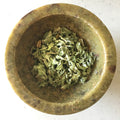 Dried marjoram leaves and buds, accurately representing Spice Czar Dried Marjoram. Wikimedia Commons CC0 image by Misterneedlemouse.
