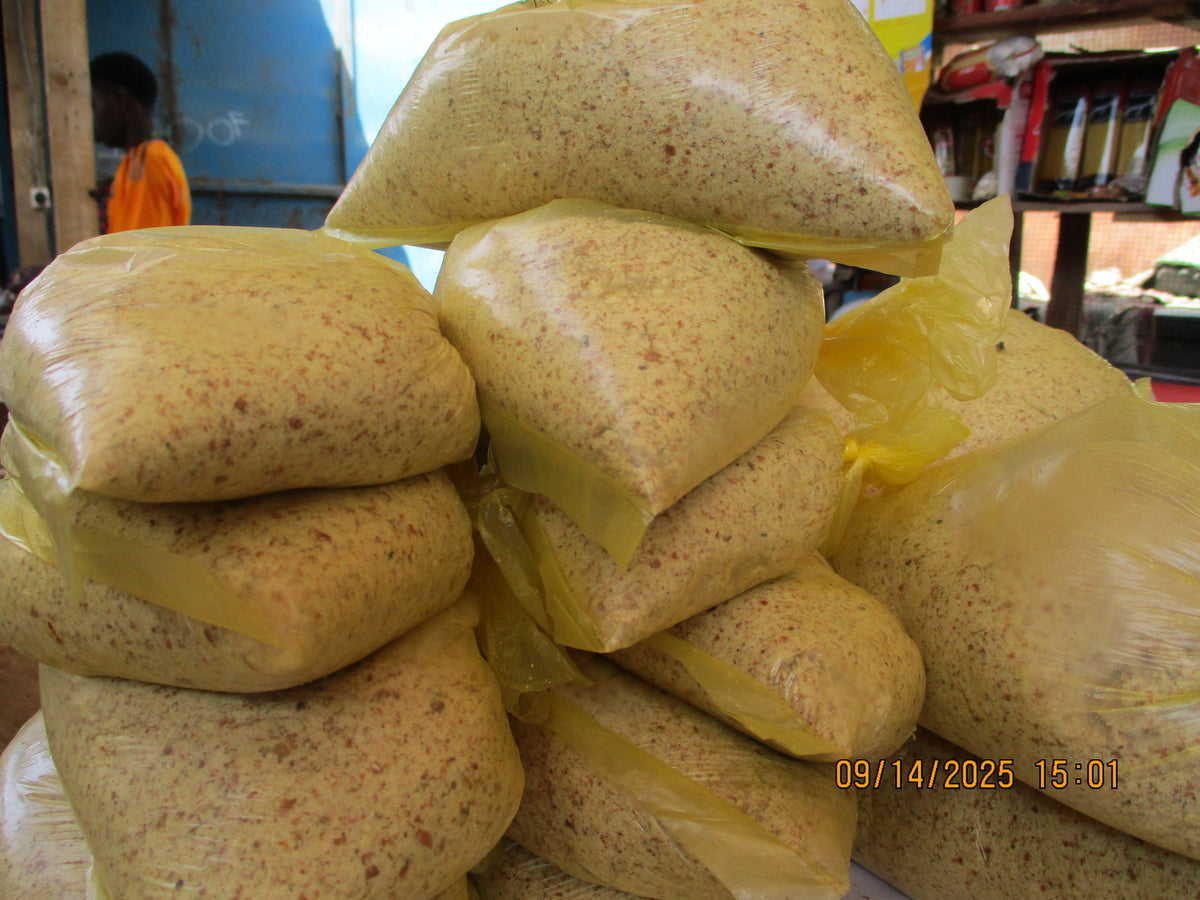 High-resolution ground peanut powder, accurately representing Spice Czar Peanut Butter Powder. Photo by Kalsoum17 via Wikimedia Commons.