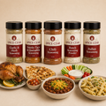 Chef’s Weeknight Arsenal bundle with five labeled 2 oz Spice Czar seasonings and serving suggestions