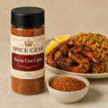 Spice Czar Bayou Czar Cajun 4 oz shaker with spice and blackened shrimp