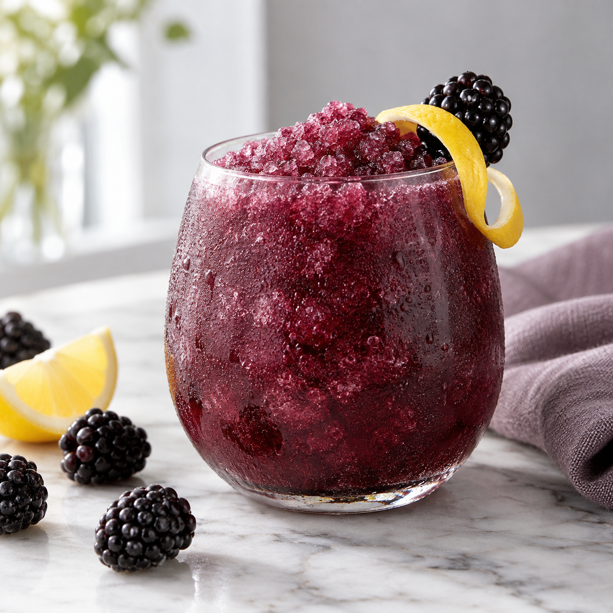 Blackberry Lemon serving inspiration; optional fresh fruit and garnish are not included in the dry mix.