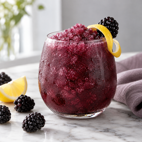 Blackberry Lemon serving inspiration; optional fresh fruit and garnish are not included in the dry mix.