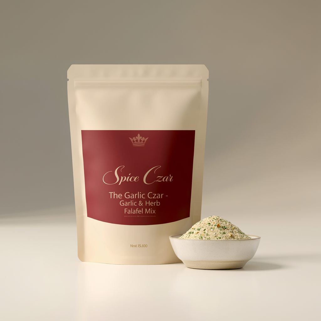 Spice Czar The Garlic Czar Garlic and Herb Falafel Mix clean pouch mockup