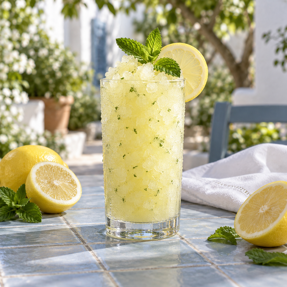 Lemon Mint Chill serving inspiration; optional fresh fruit and garnish are not included in the dry mix.