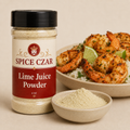 Lime Juice Powder 4 oz Spice Czar shaker beside a dish of the powder
