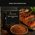 Spice Czar Maple Urfa Breakfast Rub with reddish-brown maple-Urfa seasoning and roasted breakfast-style serving visual