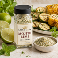 Spice Czar Mojito Lime Seasoning in a labeled 4-ounce clear shaker showing the pale lime-herb blend