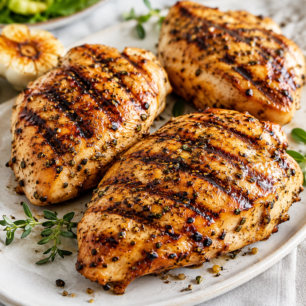 Grilled chicken seasoned with Montreal Chicken Seasoning and fresh herbs