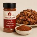 North Carolina BBQ Rub 4 oz Spice Czar shaker with visible seasoning and serving suggestion