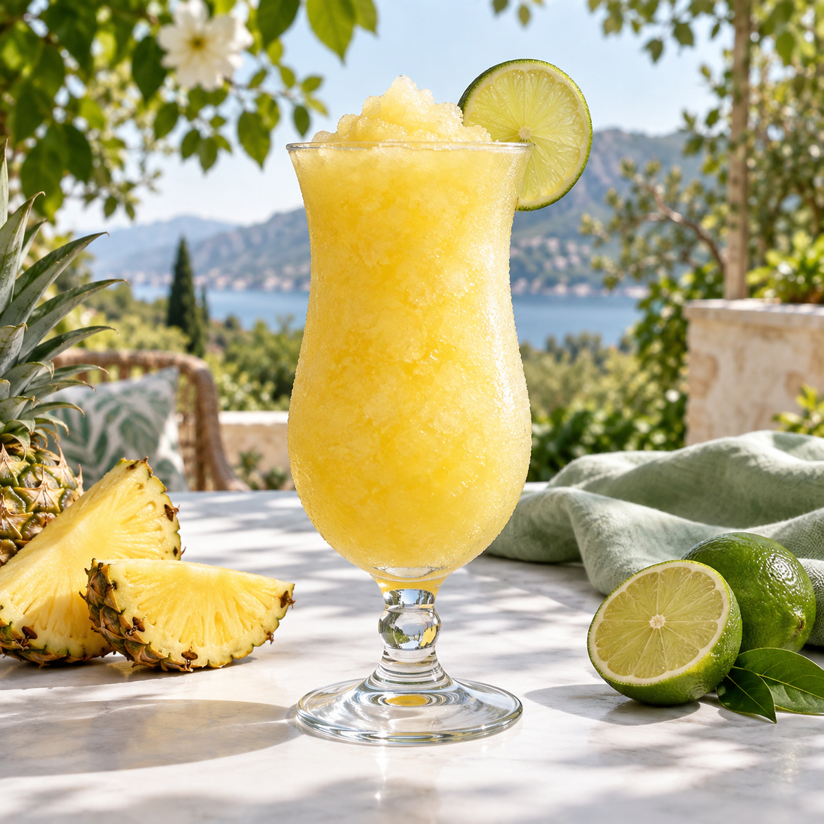 Pineapple Lime serving inspiration; optional fresh fruit and garnish are not included in the dry mix.