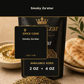 Spice Czar Smoky Za'atar with green herb, sesame, sumac, and smoky seasoning texture beside pita