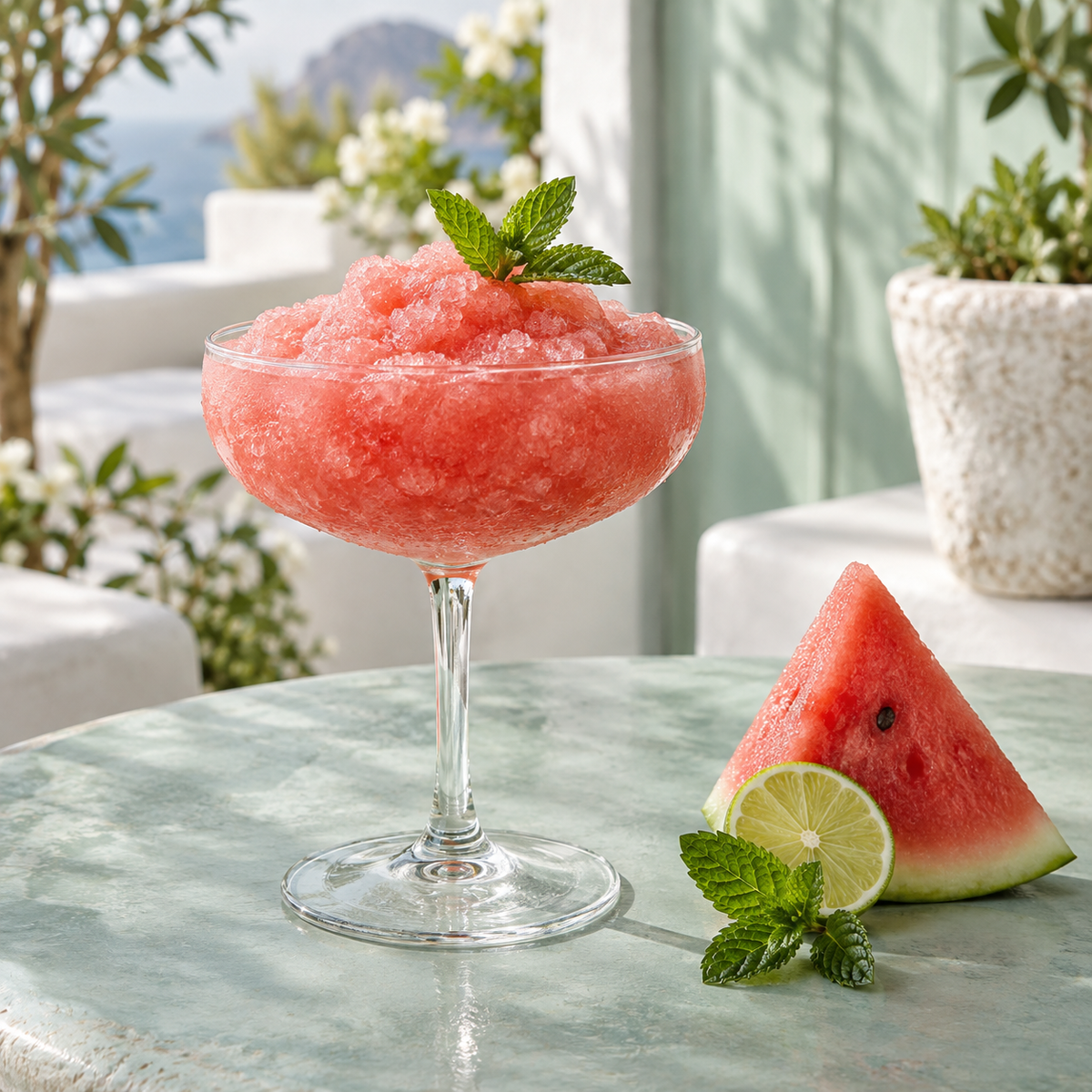 Watermelon Mint serving inspiration; optional fresh fruit and garnish are not included in the dry mix.