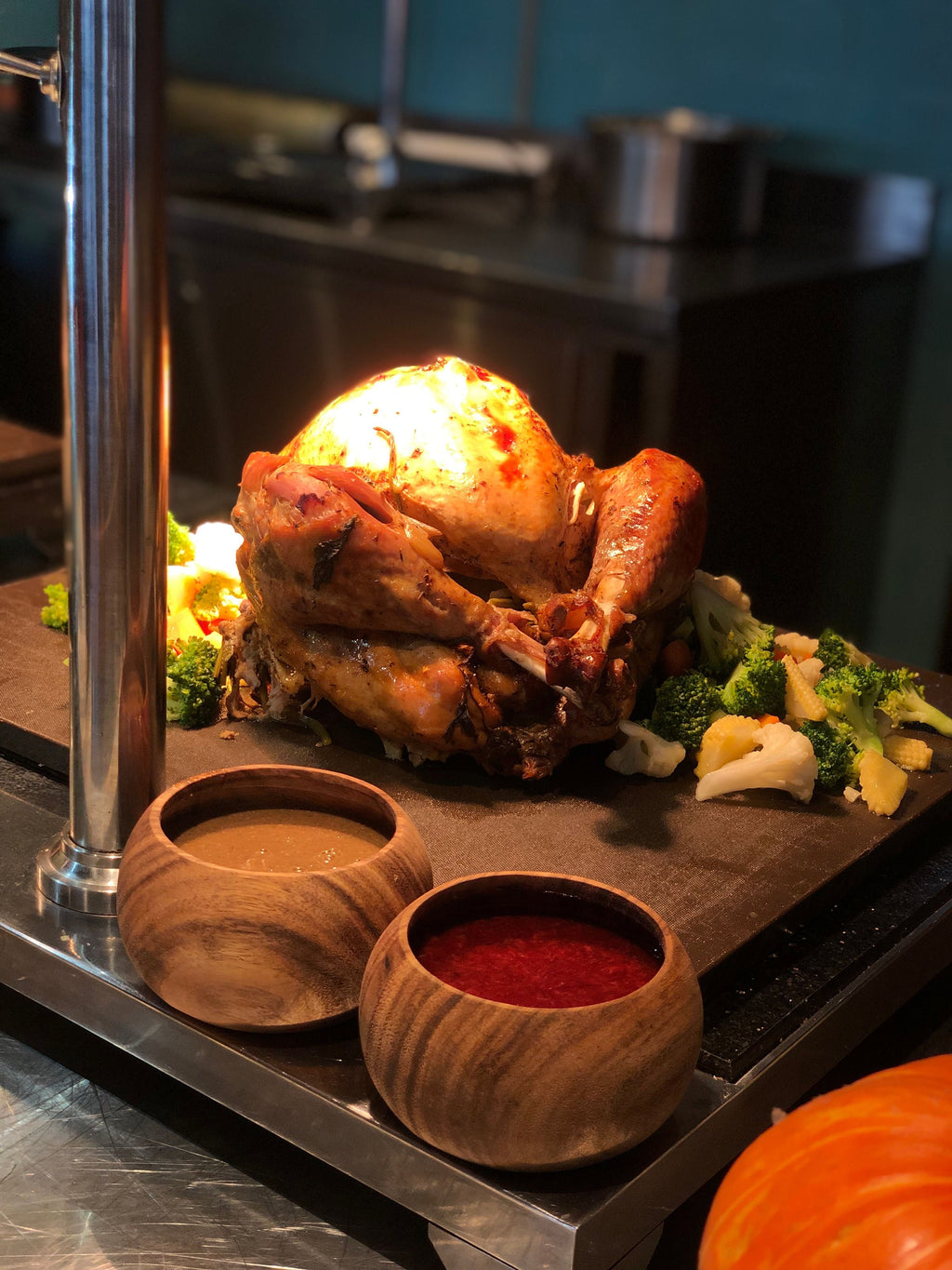 Roasted turkey with vegetables for Turkey Brine Seasoning